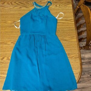 David's Bridal Teal Halter Dress